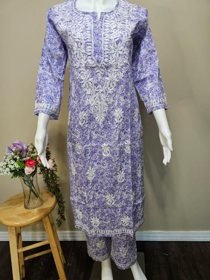 Co-ord Chikankari Set Light Purple