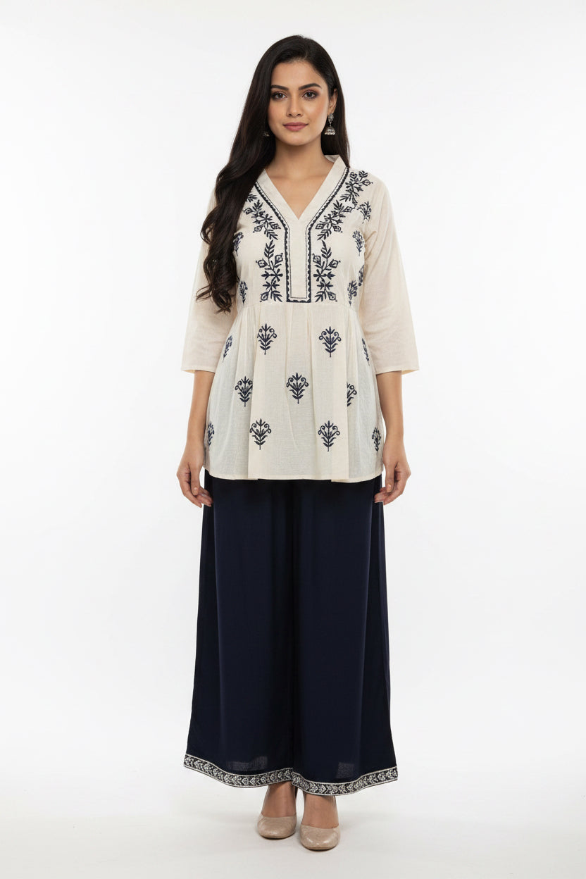 Ivy Vine Embroidered Jute Cotton Top
