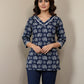 Elephant Print Short Cotton Top