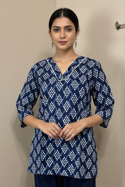 Indigo Design Short Top