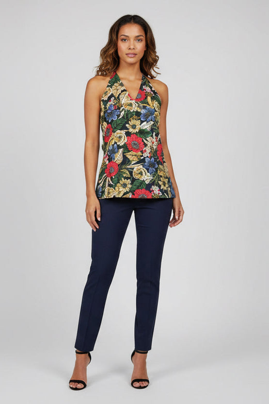 Floral Halter Strap Cotton Top