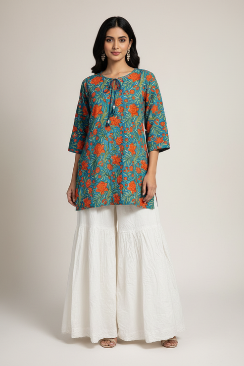 Beautiful Floral Cotton Short Top