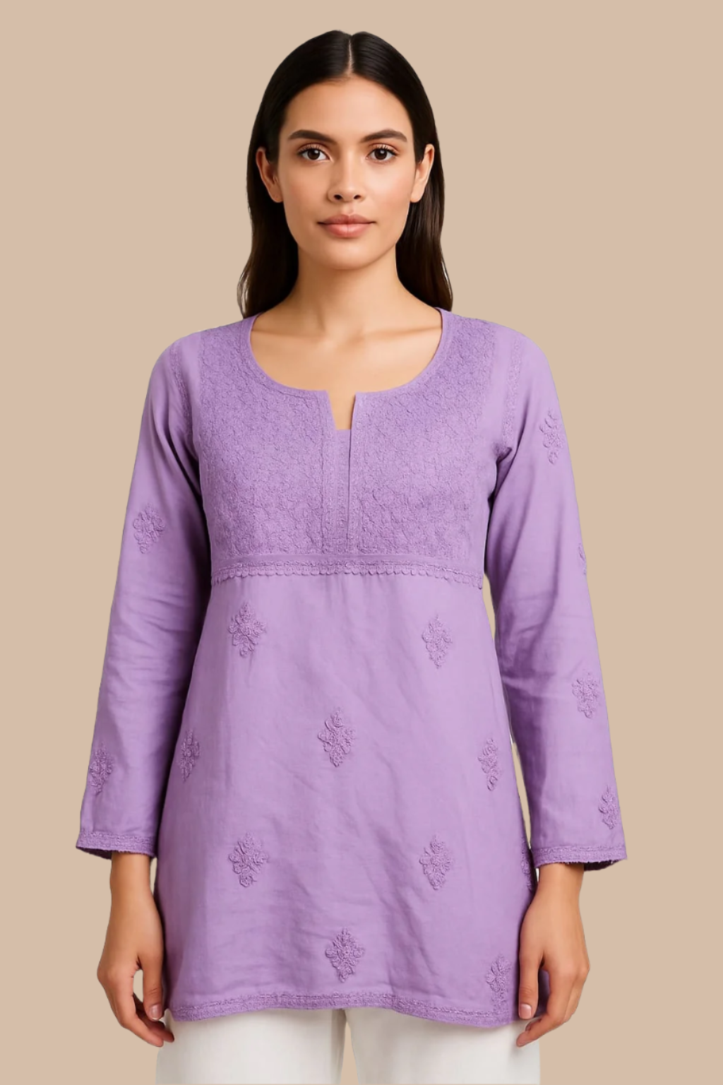 Haut court en coton violet clair