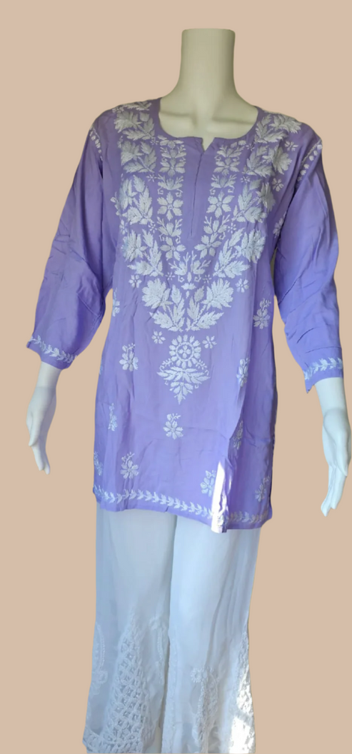 Haut court en coton violet clair