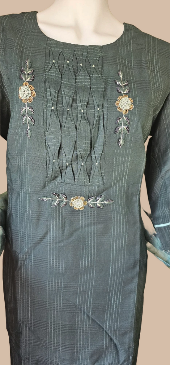 Ensemble tunique trois pièces vert bouteille