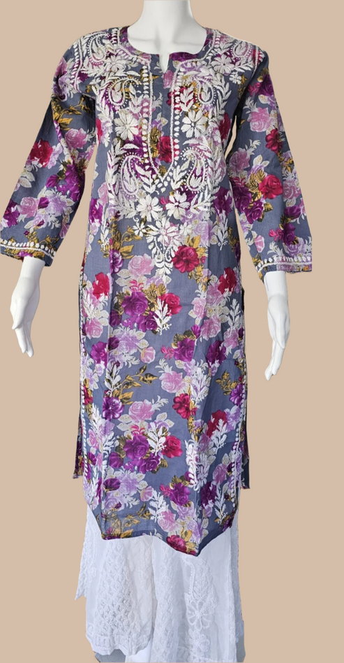 Purple Floral Long Tunic
