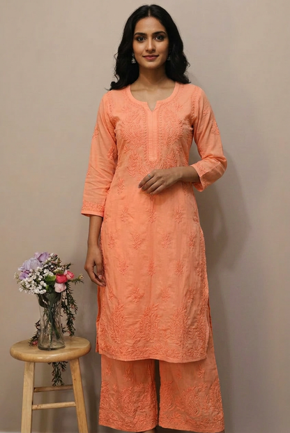 Plus Size Chikankari Plazo Set