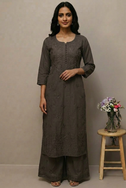 Plus Size Chikankari Plazo Set