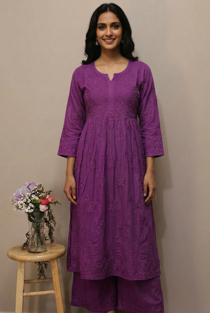 Plus Size Chikankari Plazo Set