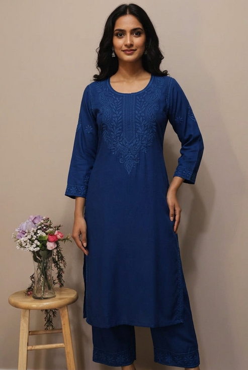 Lucknowi Chikankari Rayon Set