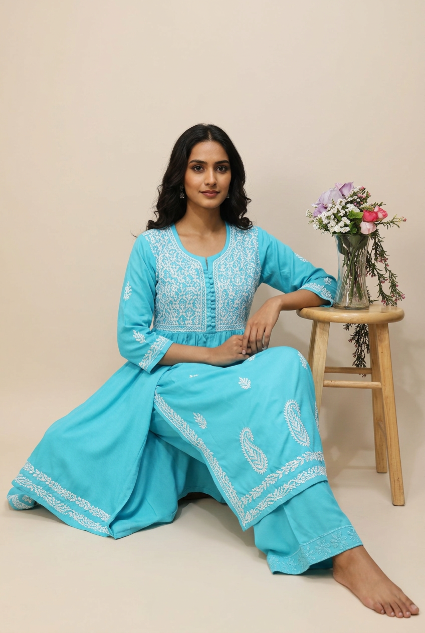 Lucknowi Chikankari Rayon Set